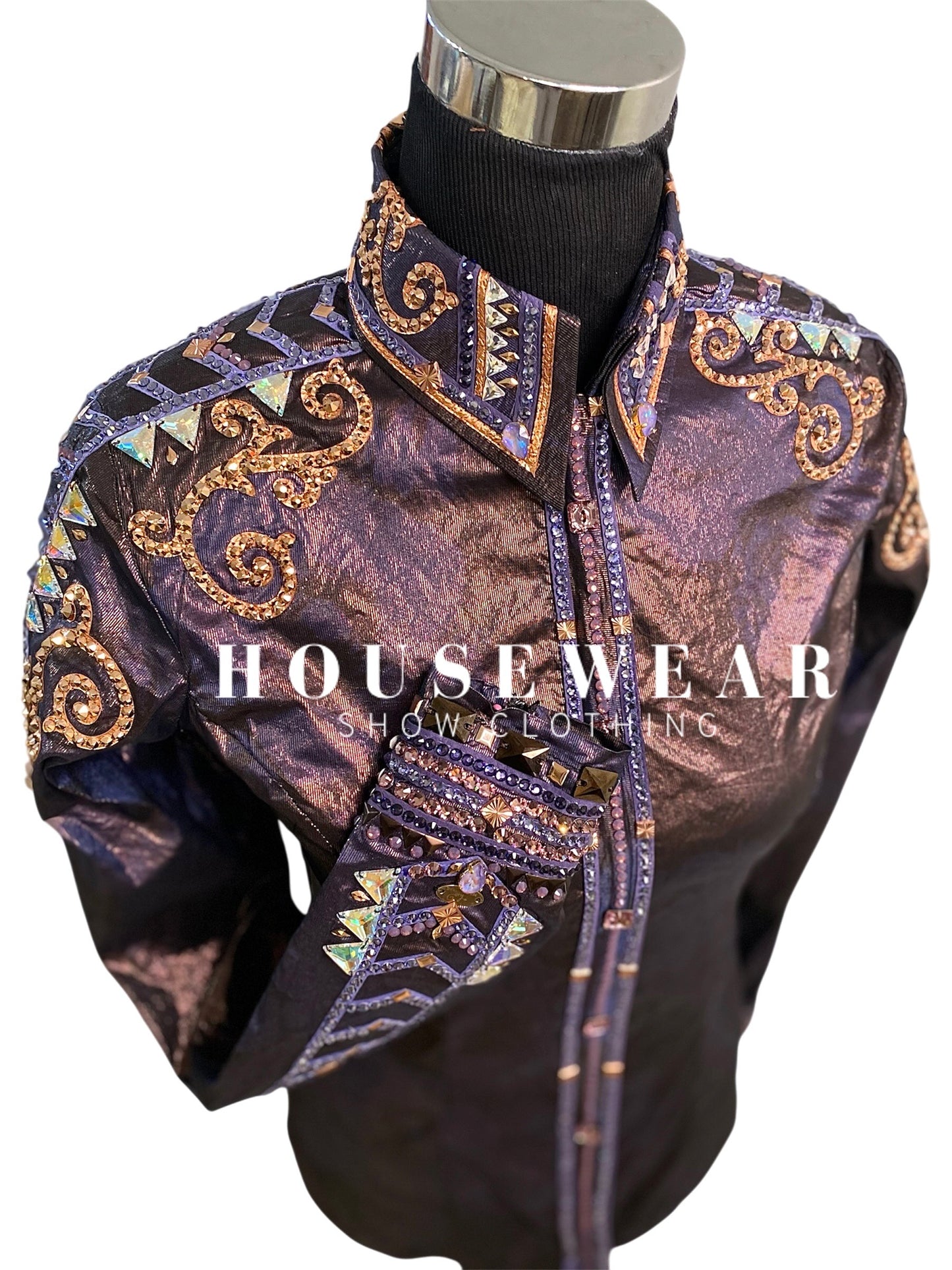 Housewear Show Clothing Deep Purple Metallic & Bronze Full Sleeve - Medium/Large