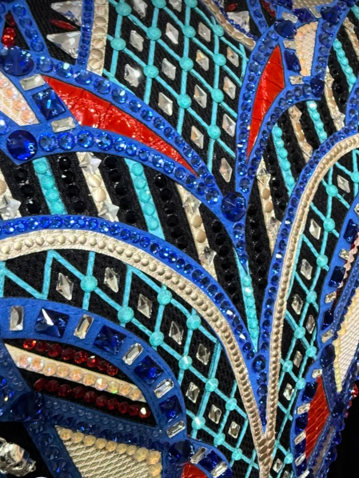 Lindsey James Show Clothing Red, Turquoise, Blue & Silver Showmanship Jacket - Small/Medium TALL