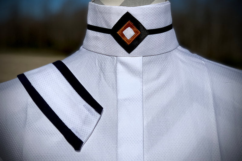 Boo Yah Hunt Shirt with Black/Copper Diamond and Thick Navy Stripe Ribbon Collars - Size 40
