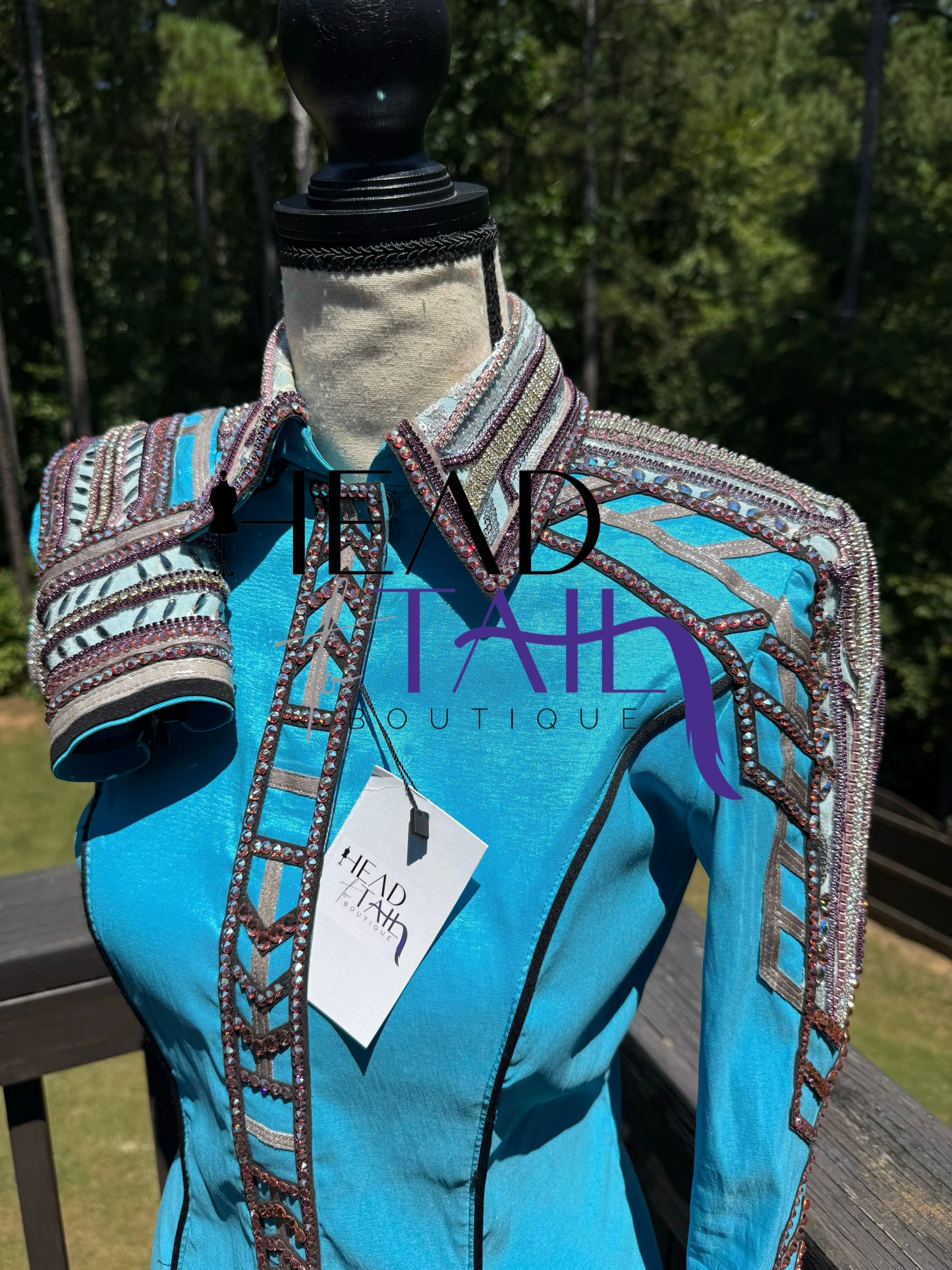 Unbridled Couture Sky Blue, Silver & Lavender Day Shirt - Small/Medium