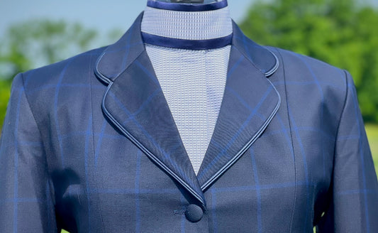 Boo Yah Navy Plaid with Double Piping - Size 10