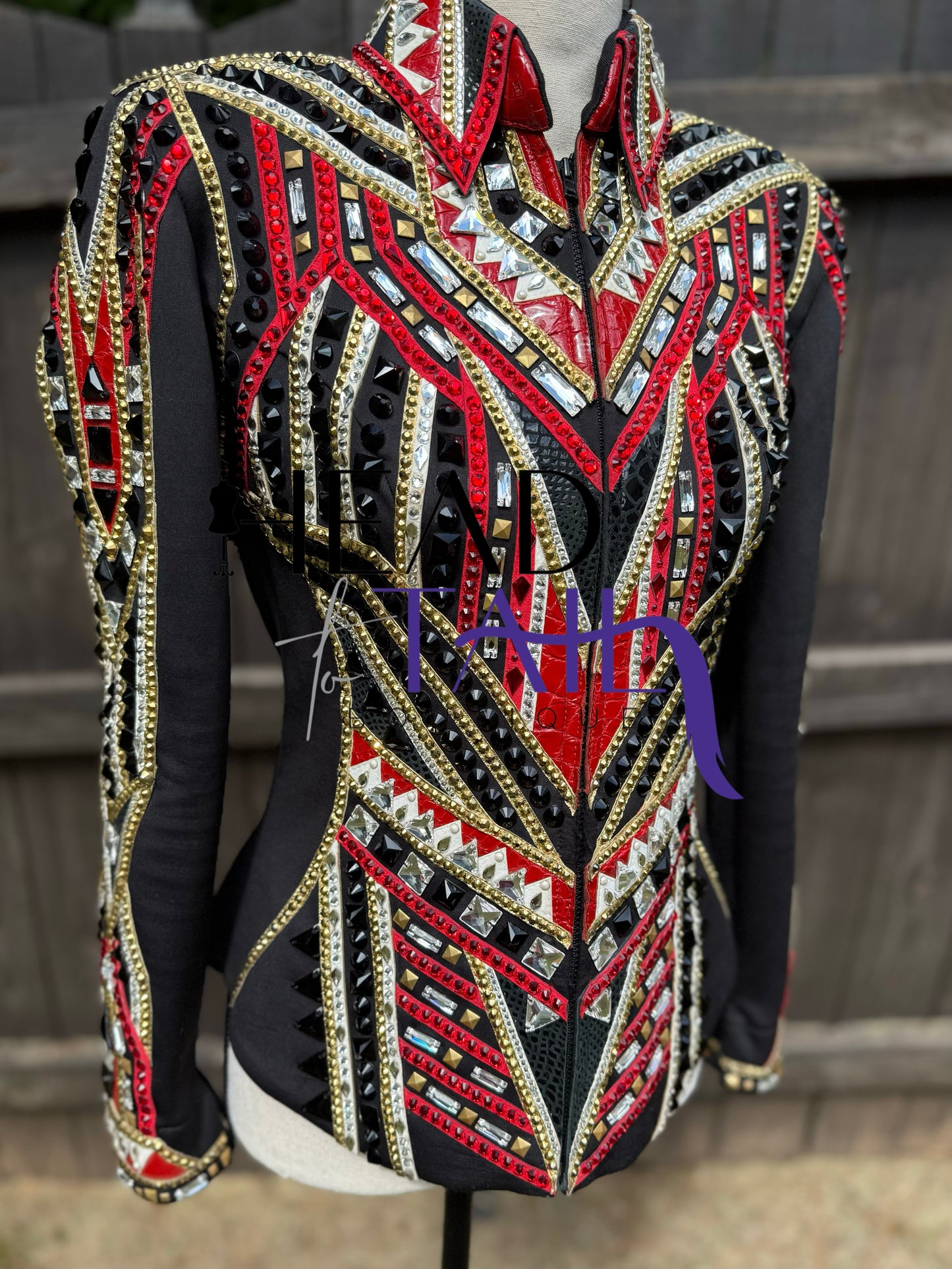 Lindsey James Show Clothing Red, Gold & Black Showmanship Jacket - Youth Large/Adult X-Small