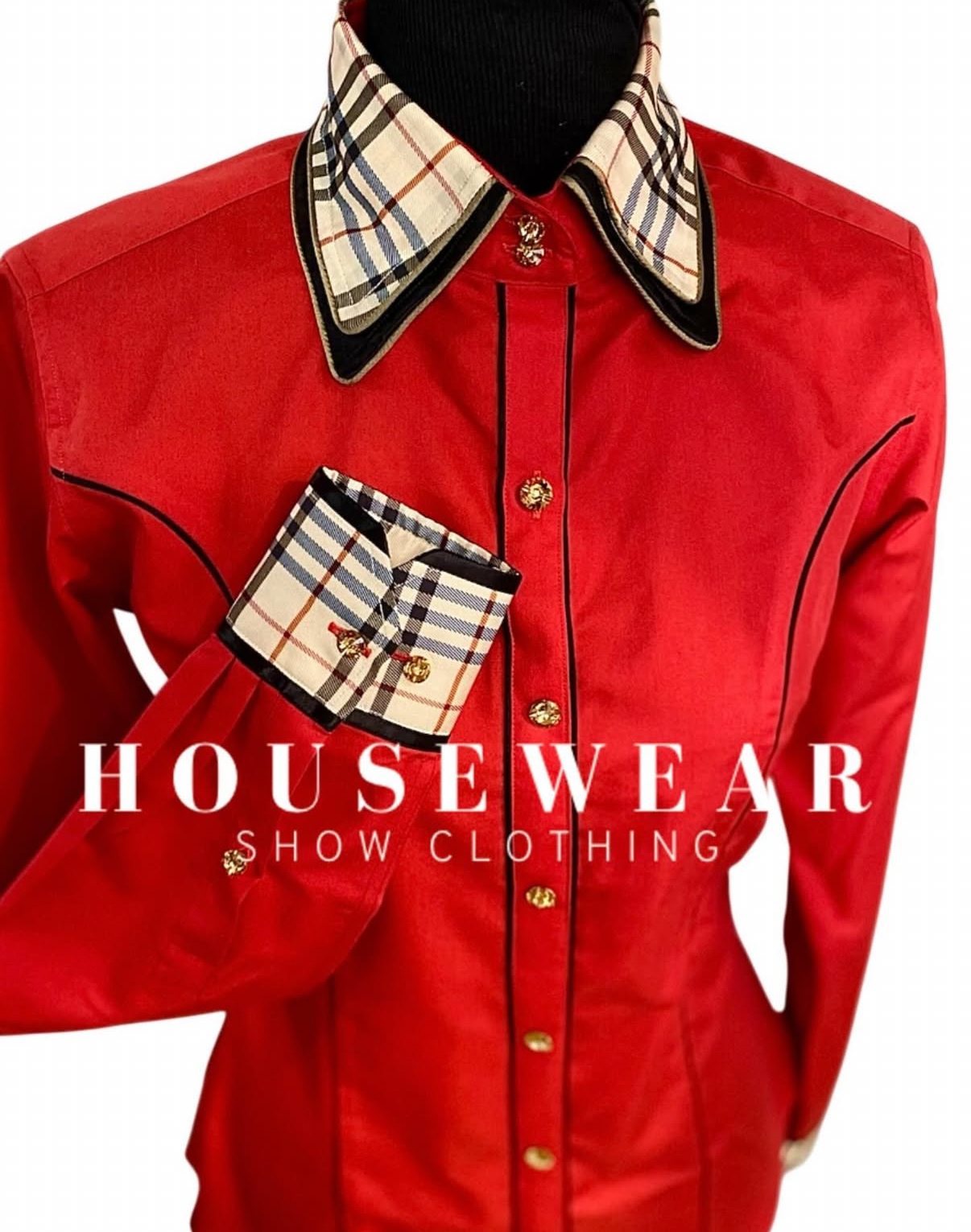 HouseWear Tailored Collection Red & Burberry Faux Print - Medium