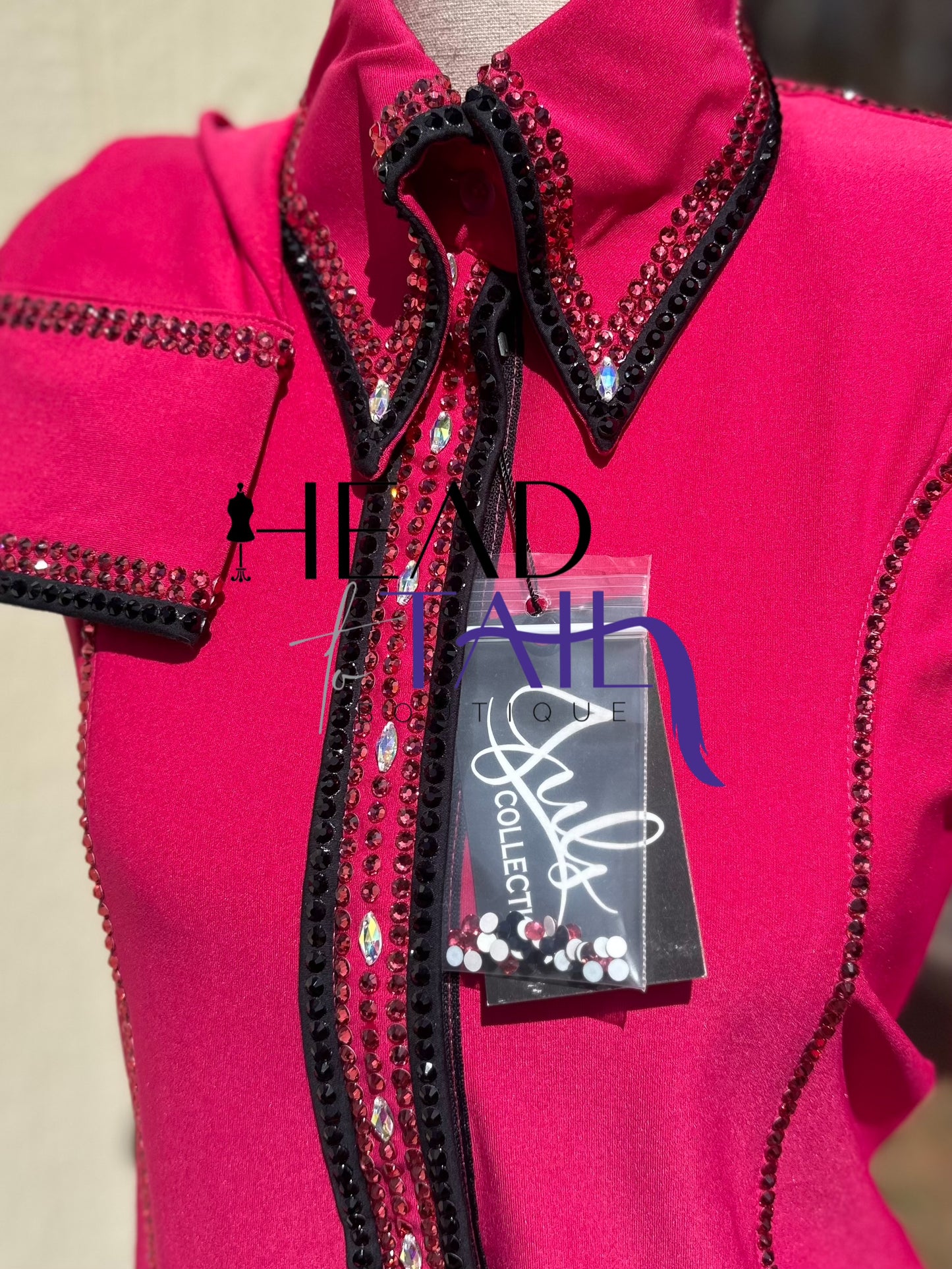 Juls Collection Pink & Black Yoke Shirt - Small/Medium- FINAL SALE