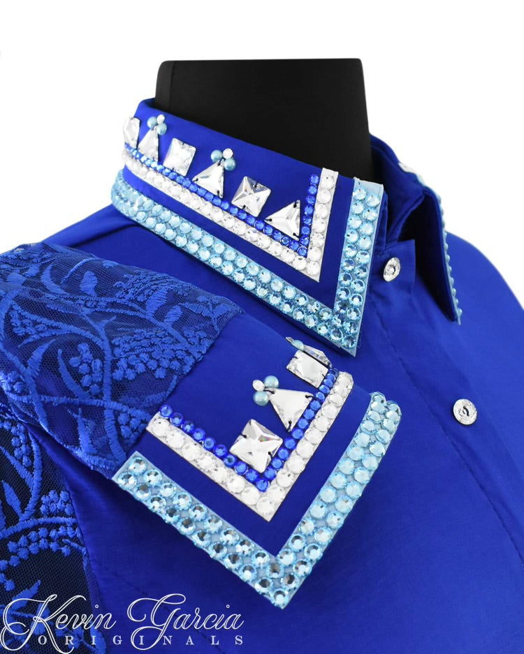Kevin Garcia Originals Royal Blue w/Sheer Sleeves - Size 16