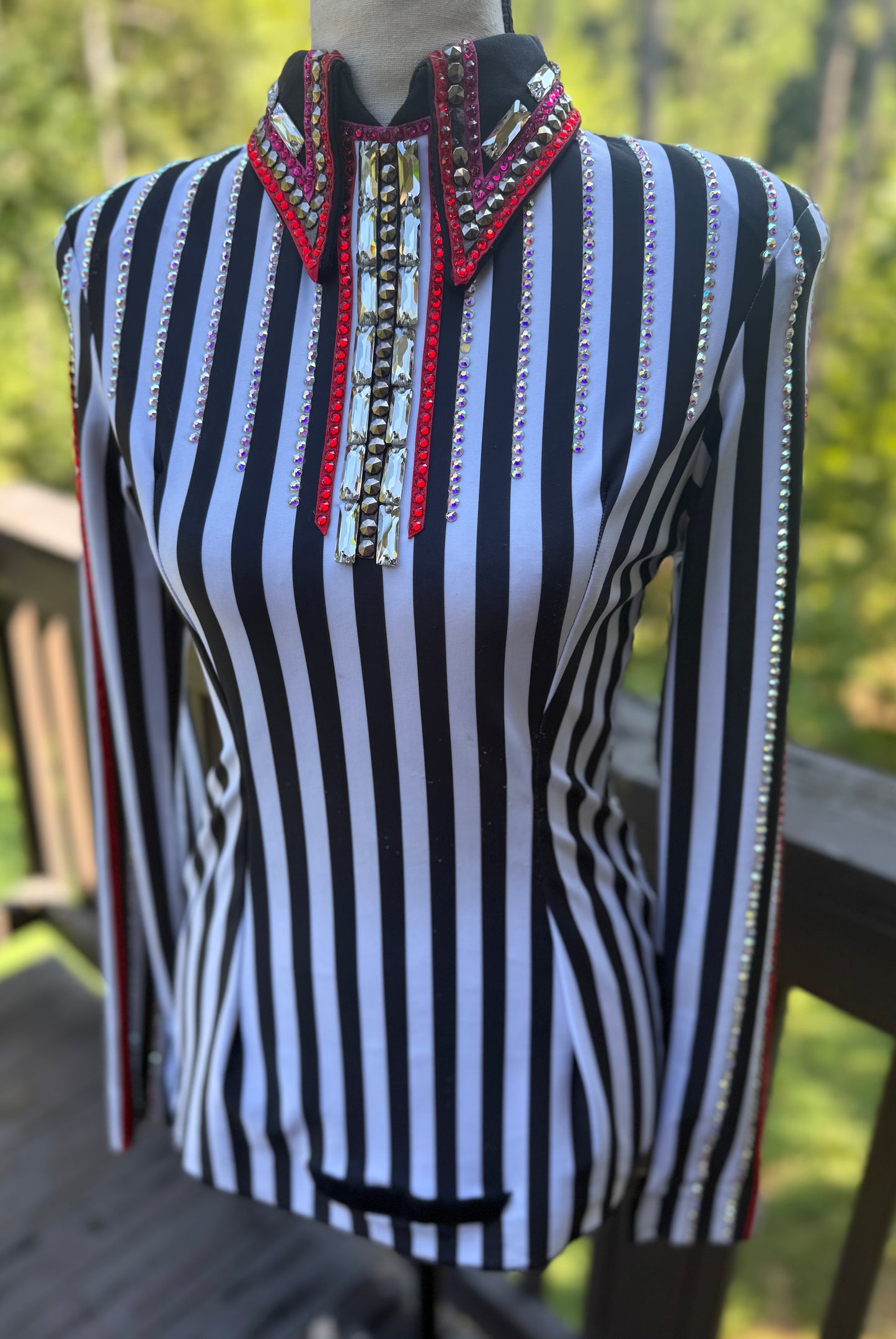 Trudy Black Label Red, White, Pink & Black Shirt + Vest - Small