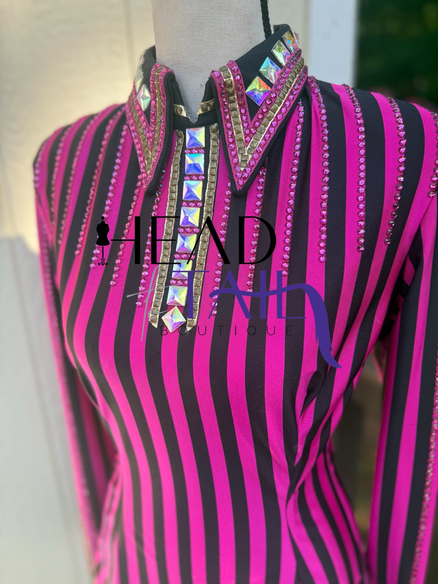 Trudy Black Label Pink, Black & Gold Stripe - FINAL SALE