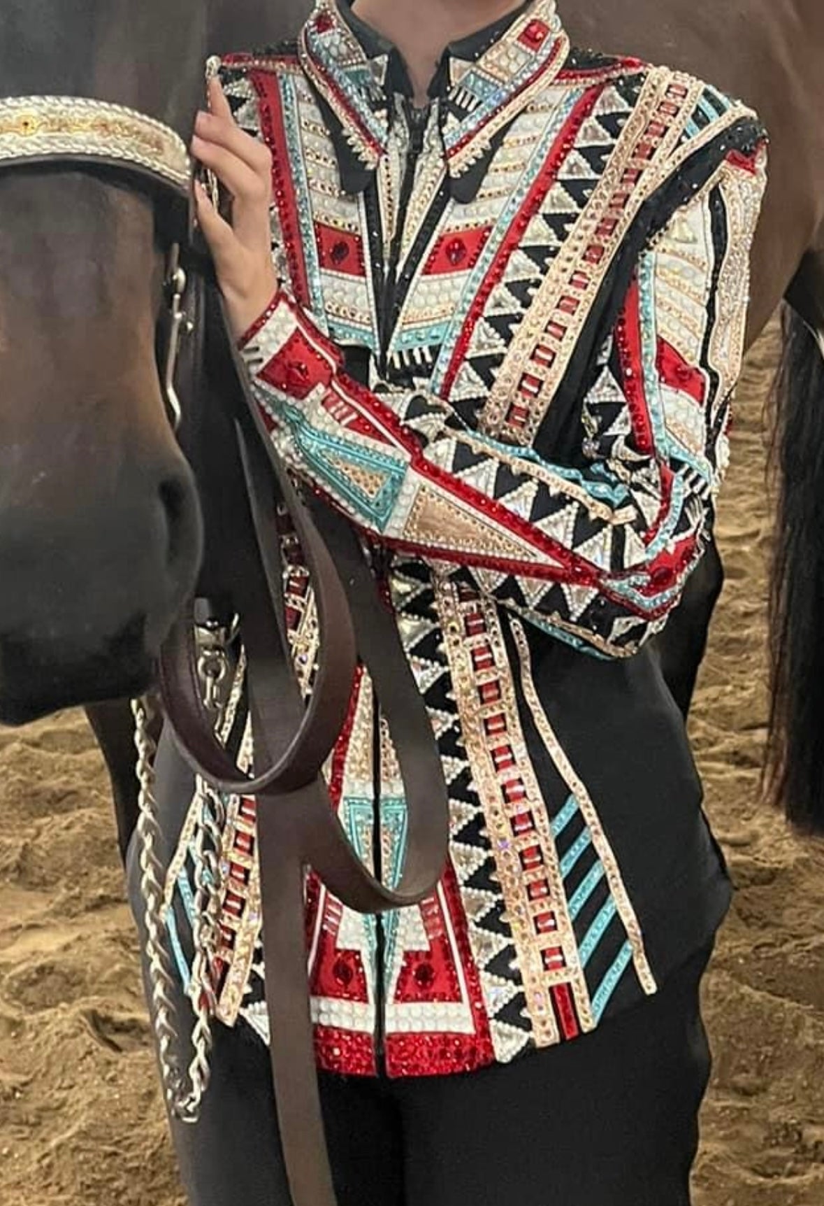 Juls Collection Rose Gold, Blue, Red & Silver Showmanship Jacket- Small