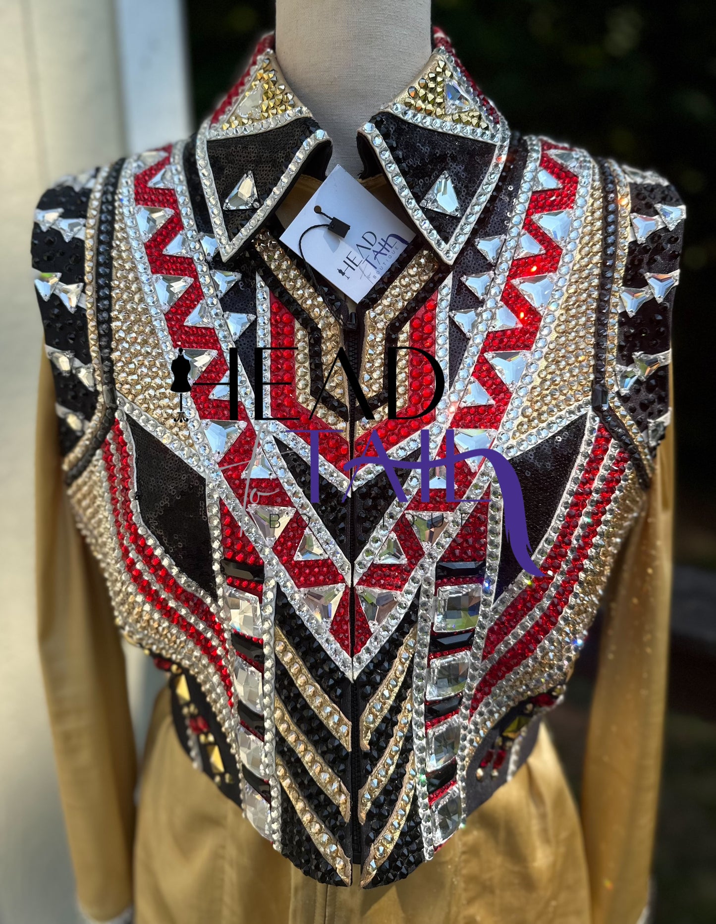 One of a Kind Red, Gold & Black Shirt + Vest - Medium