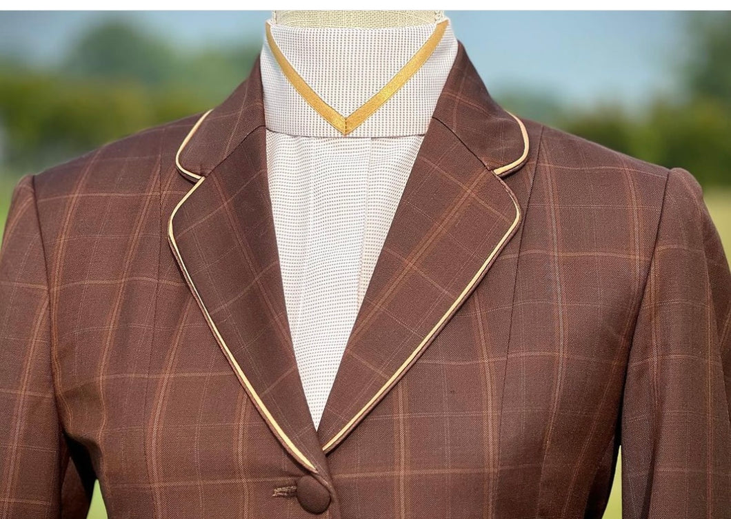 Brown Plaid with Velvet/Piping-  Size 0