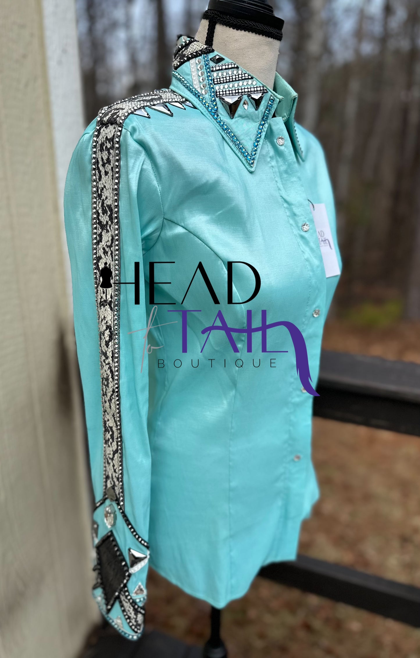 Southern Designs by Shannon Mint. Grey Snakeskin & Blake Day Shirt & Bolero Vest - Small/Medium