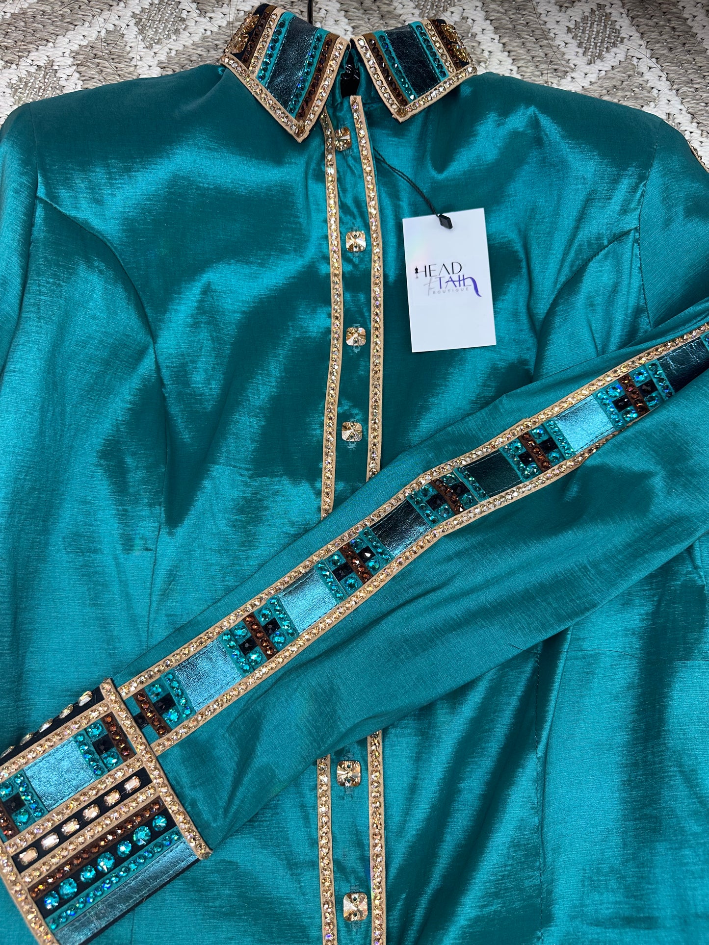Holly Taylor Designs Jade, Tan & Black Print Full Sleeve Day Shirt - X-Large