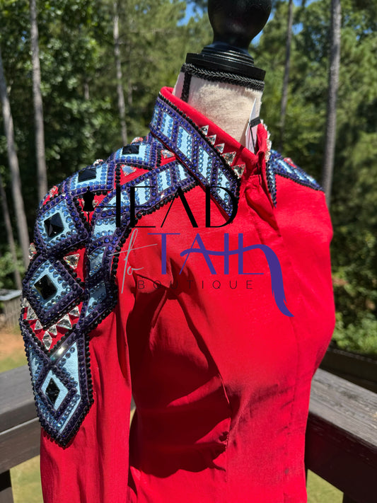 Kevin Garcia Originals Deep Red & Purple with Shoulder Design and 1/2 Sleeve - Custom Piece APX 6