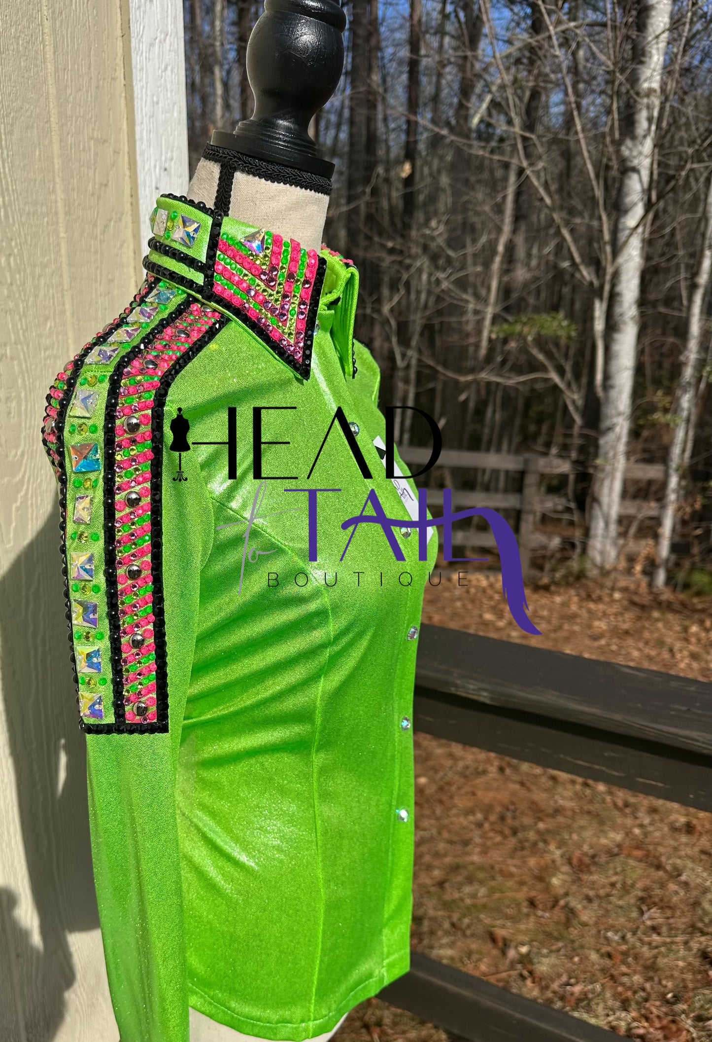 Kevin Garcia Originals Lime Green & Pink 1/2 Sleeve Day Shirt - Size: Custom Piece APX 6/8 SHORT