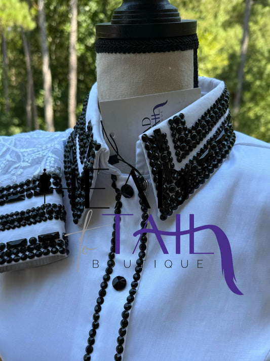 Kevin Garcia Originals White & Black w/ Sheer Lace Sleeves- Size 4/6