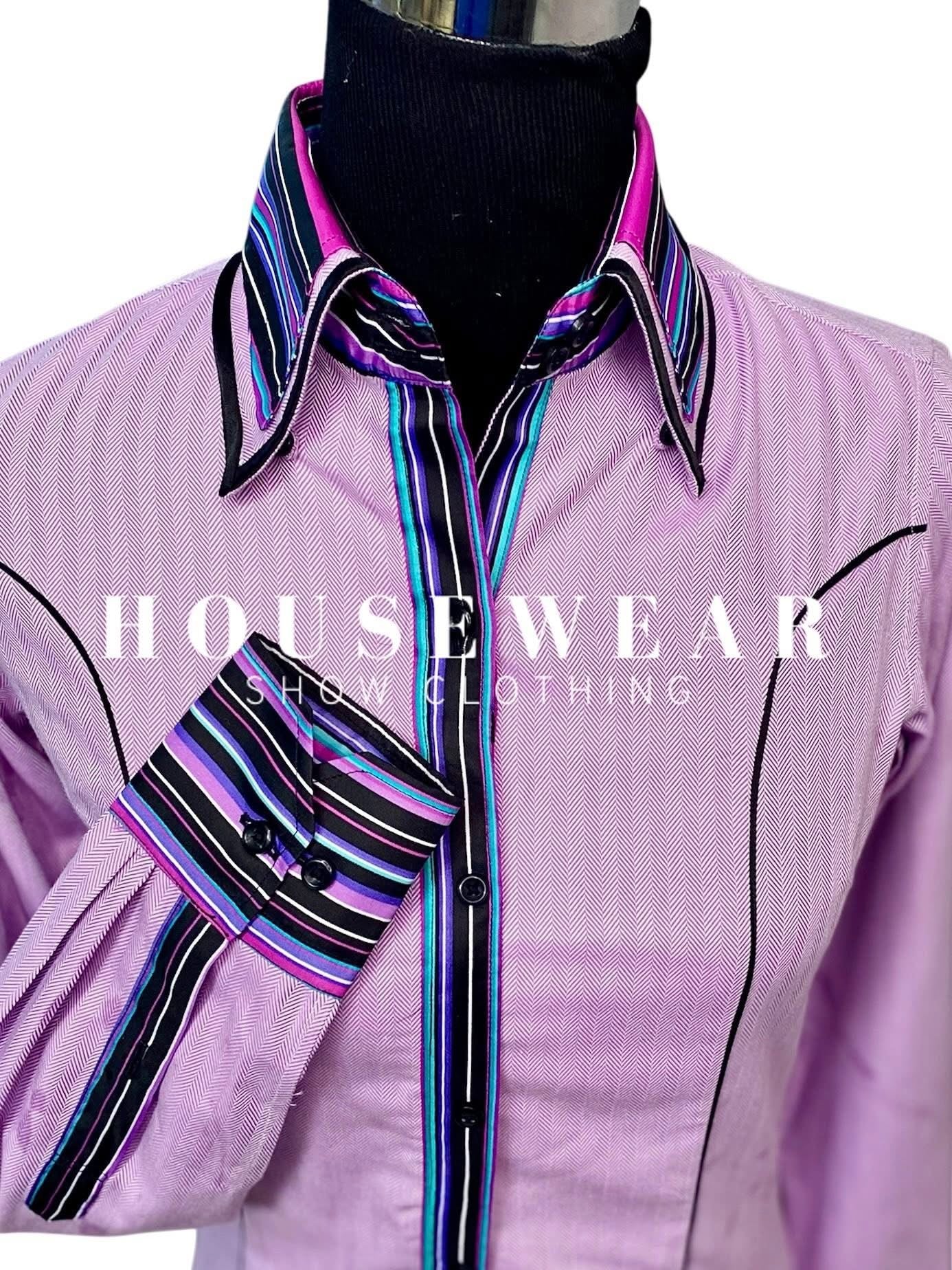 HouseWear Tailored Collection Light Purple & Stripe Print - X-Small