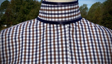 Load image into Gallery viewer, White, Navy &amp; Brown Check Print: 2 Collars - Size 32
