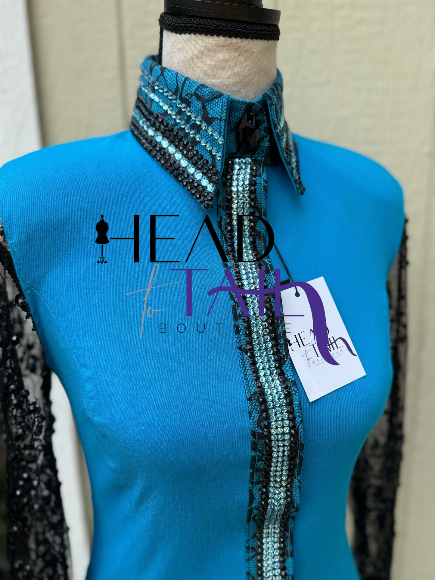 DDesigns Blue with Black Sheer Day Shirt - X-Small - FINAL SALE