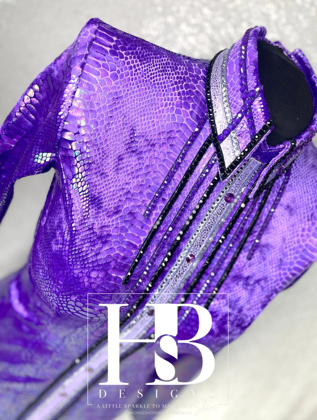 Horse Show Beauty Designs Purple Snakeskin Back Zip Day Shirt - Medium/Large