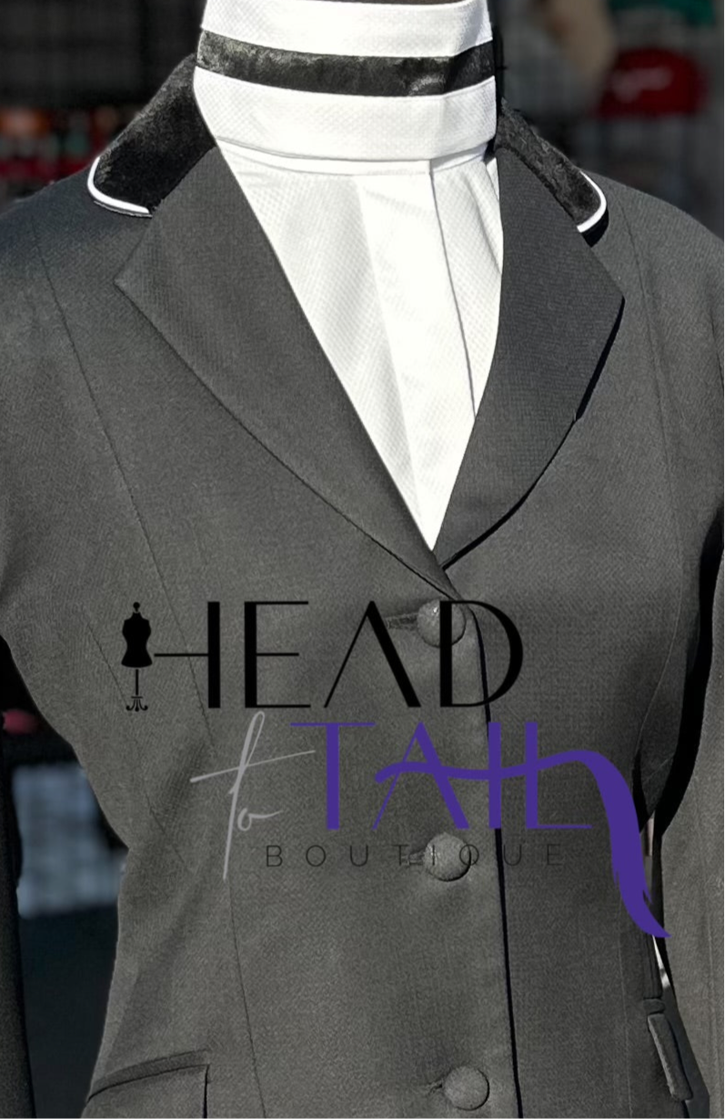 Boo Yah Classic Black with Black Velvet and Double White/Black Piping - Size 6