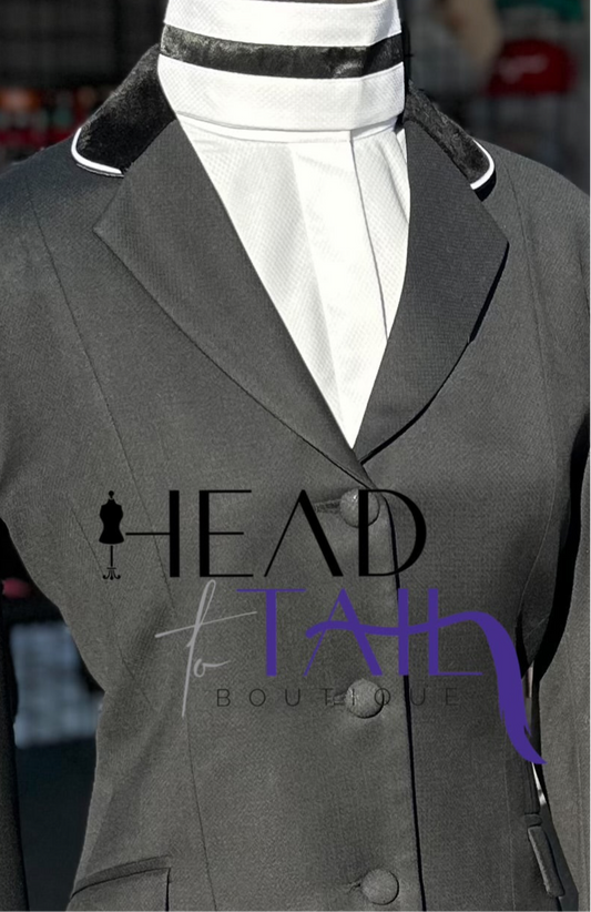 Boo Yah Classic Black with Black Velvet and Double White/Black Piping - Size 6