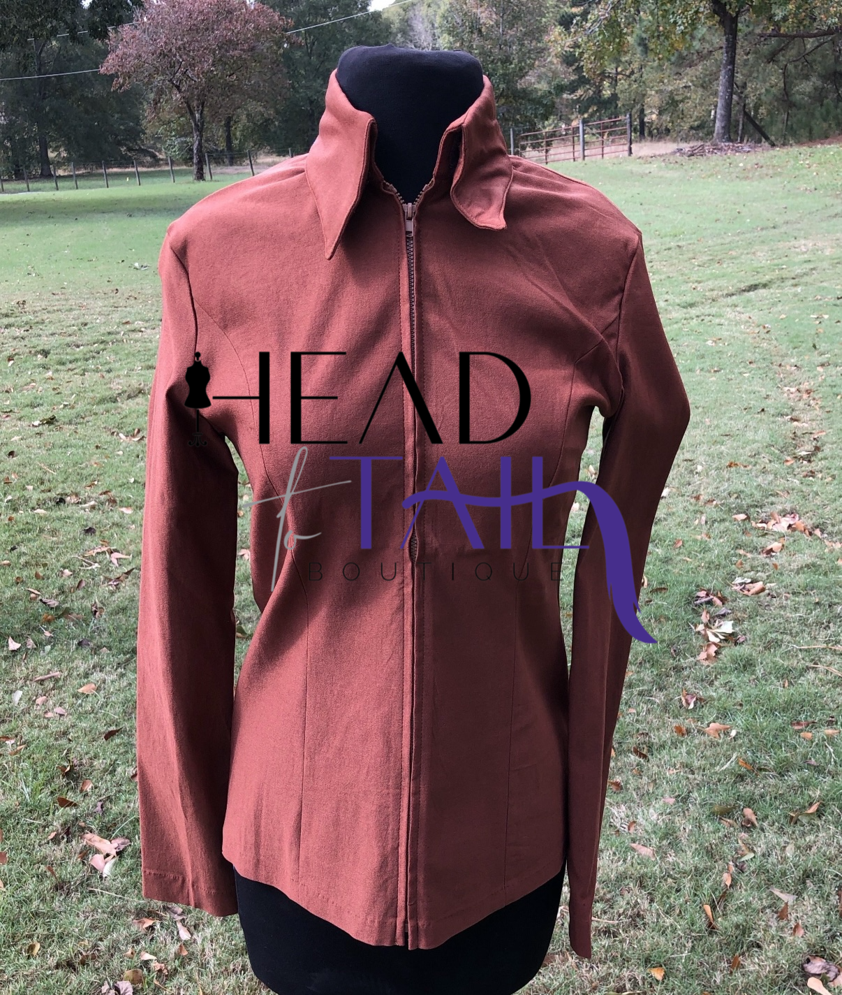 Rust Stretch Zip Up - BOGO FINAL SALE
