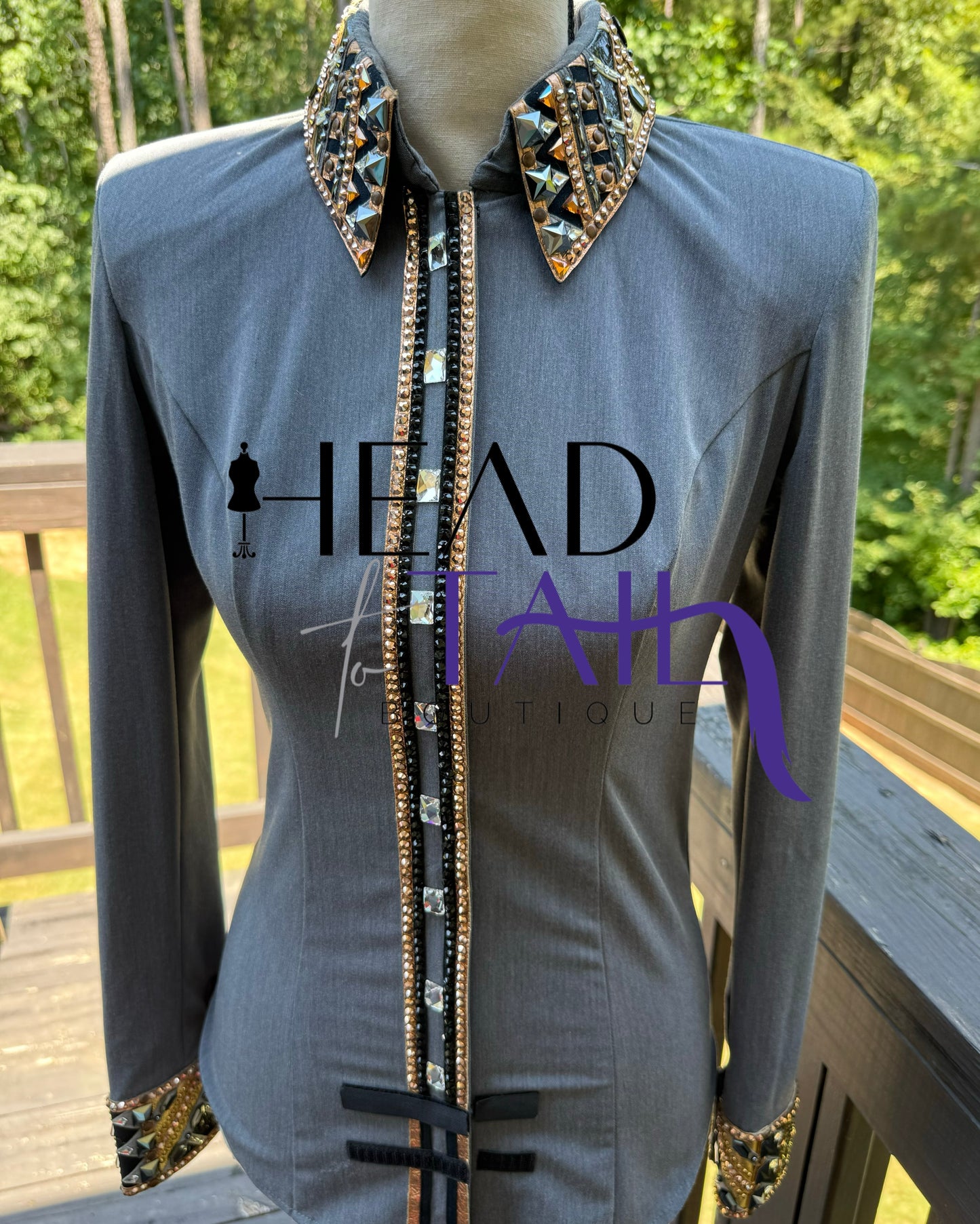 Lindsey James Show Clothing Black, Tans, Metals, Day Shirt & Bolero- Appx Size 4/6