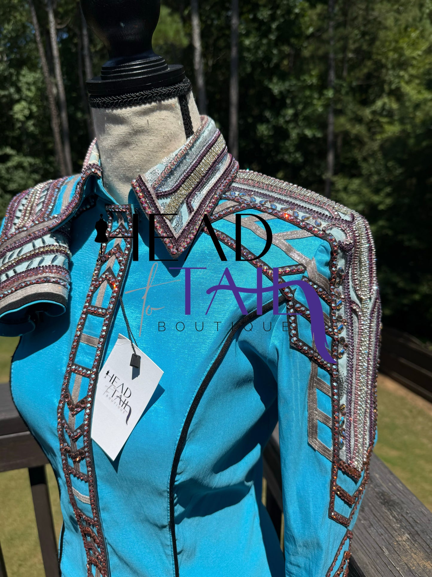 Unbridled Couture Sky Blue, Silver & Lavender Day Shirt - Small/Medium