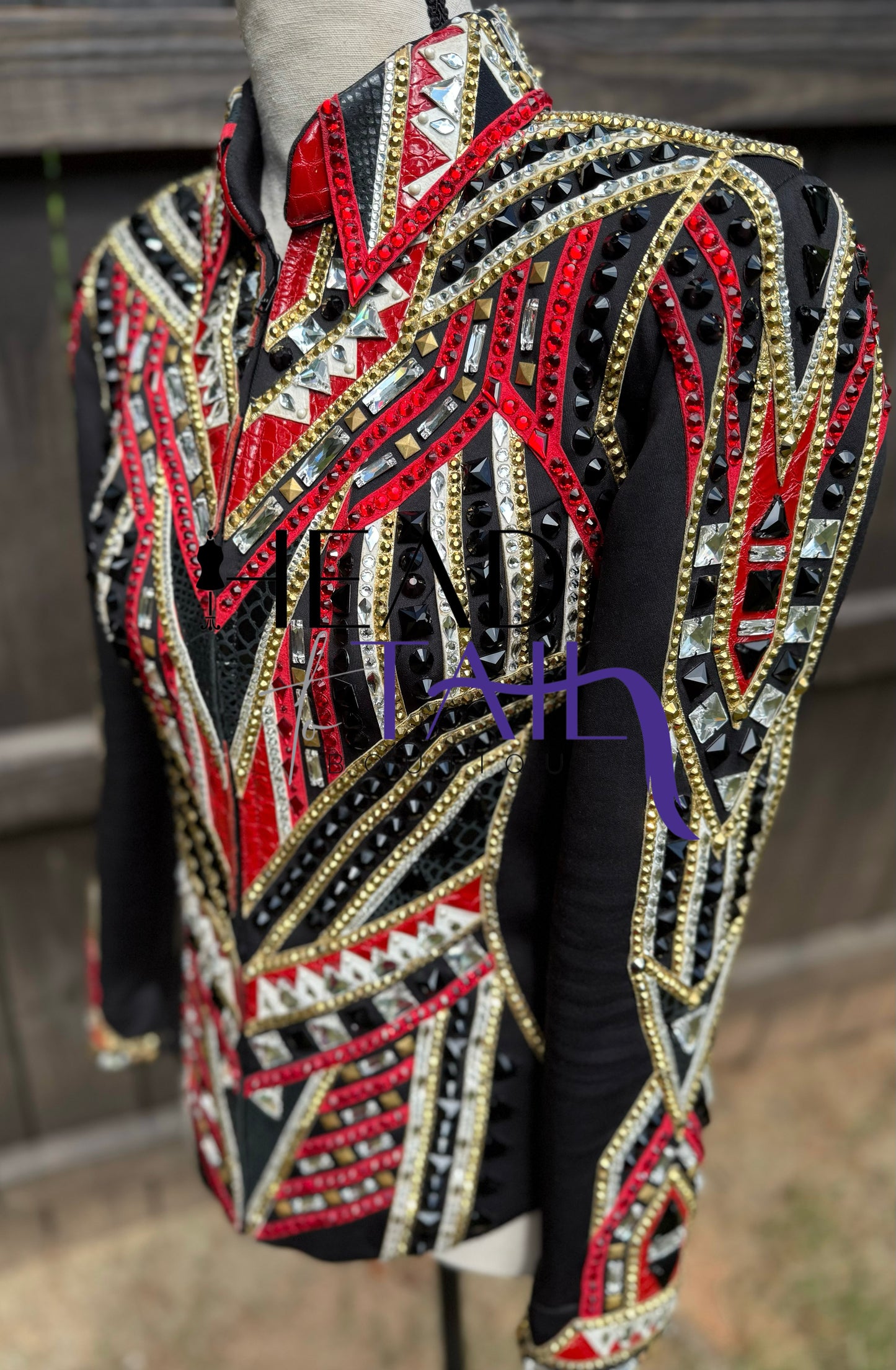 Lindsey James Show Clothing Red, Gold & Black Showmanship Jacket - Youth Large/Adult X-Small
