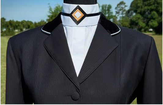 Boo Yah Black Stripes with Black Velvet and Black/White Piping - Size 8