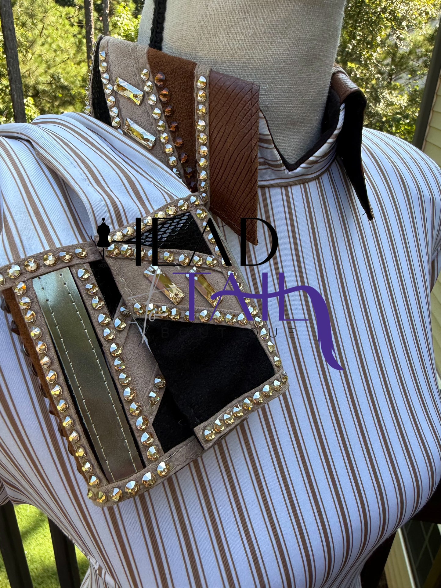 Holly Taylor Designs Cream, Tans, Chocolate, Black Day Shirt & Bolero- Petite/Youth X-Small/Small
