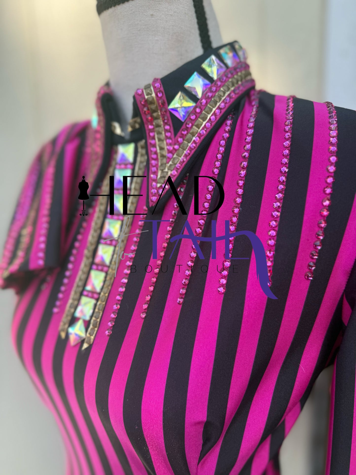 Trudy Black Label Pink, Black & Gold Stripe - FINAL SALE