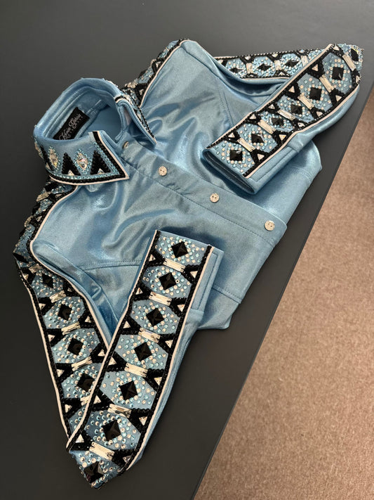 Kevin Garcia Originals Light Blue Metallic Full Sleeve Design - Size: Custom Piece APX 6/8 SHORT