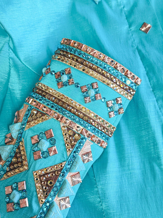 Kevin Garcia Originals Turquoise & Gold Full Sleeve - Size 6