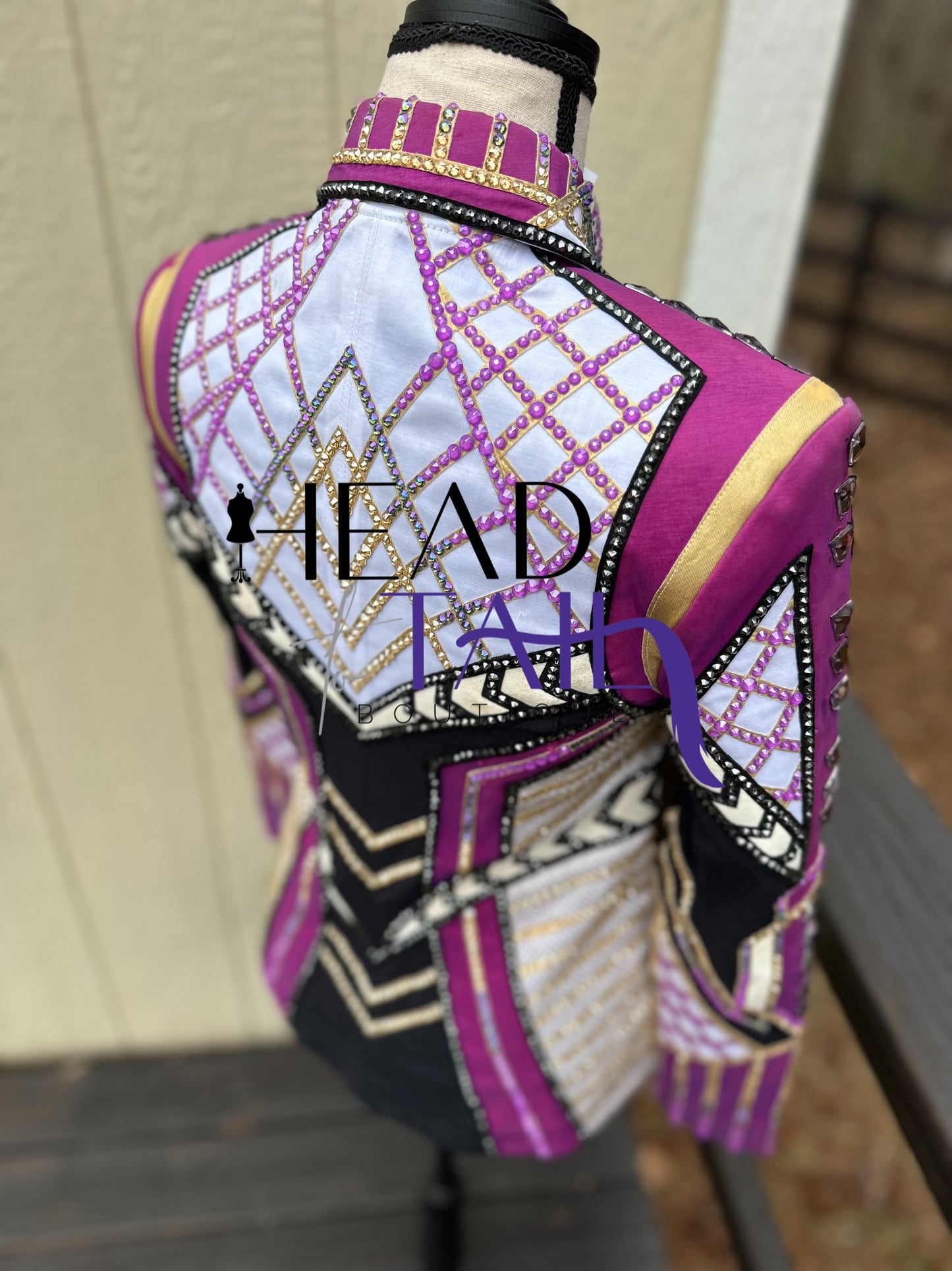 Unbridled Couture Showmanship, Horsemanship, Vest & Day Shirt Magenta Purple & Gold 4 Piece Set - YOUTH Large/ADULT XS
