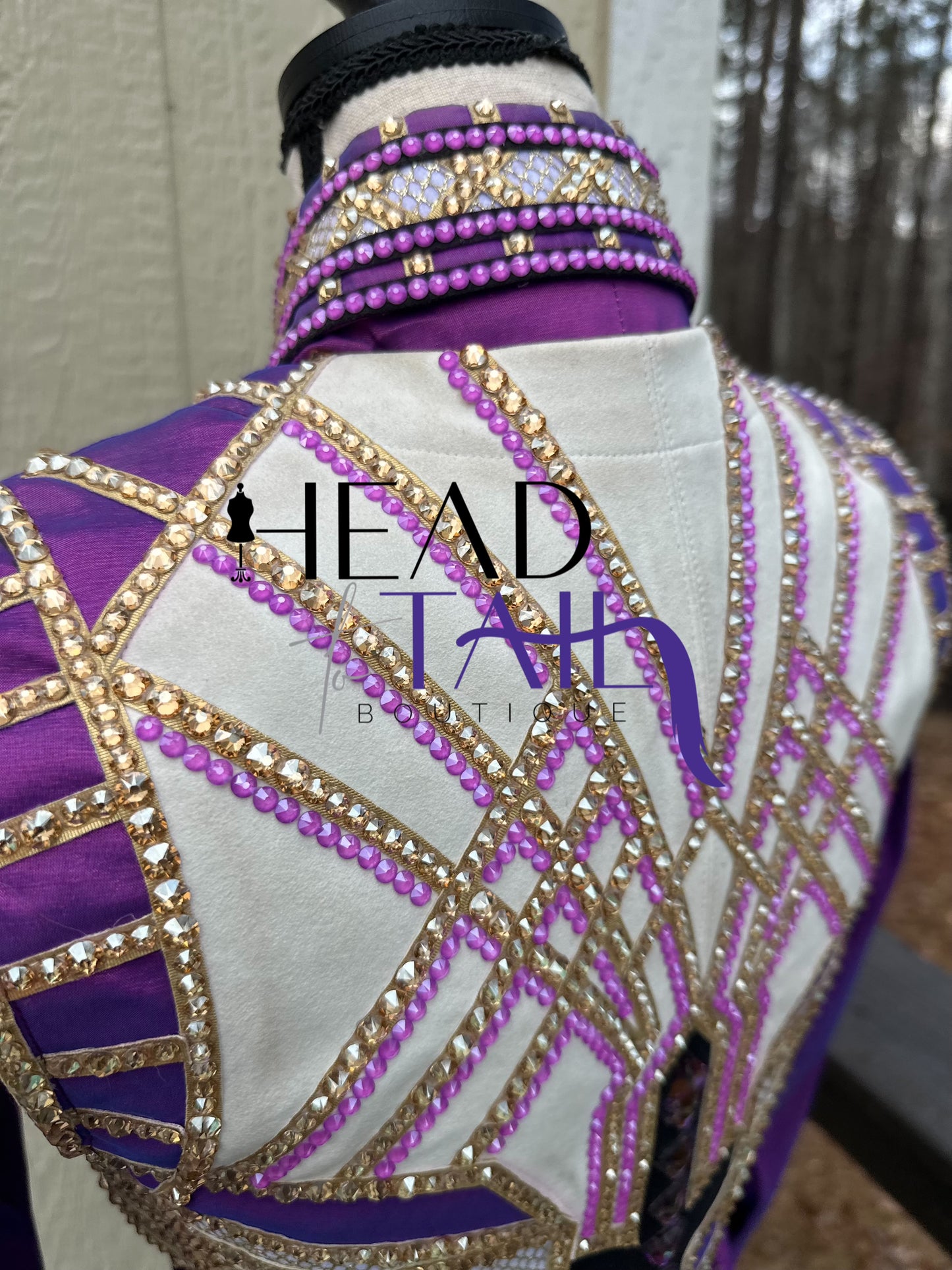 Unbridled Couture Showmanship, Horsemanship, Vest & Day Shirt Magenta Purple & Gold 4 Piece Set - YOUTH Large/ADULT XS