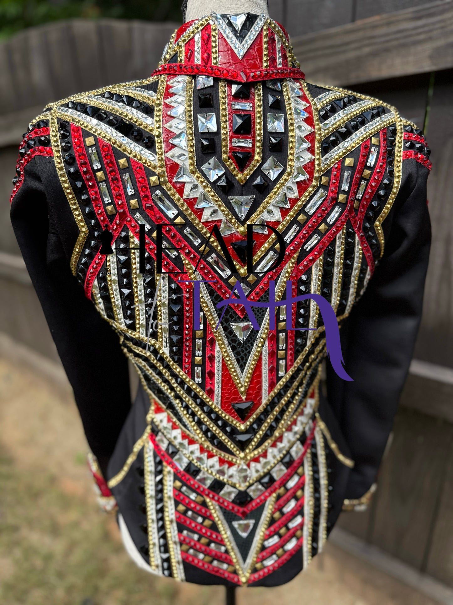 Lindsey James Show Clothing Red, Gold & Black Showmanship Jacket - Youth Large/Adult X-Small