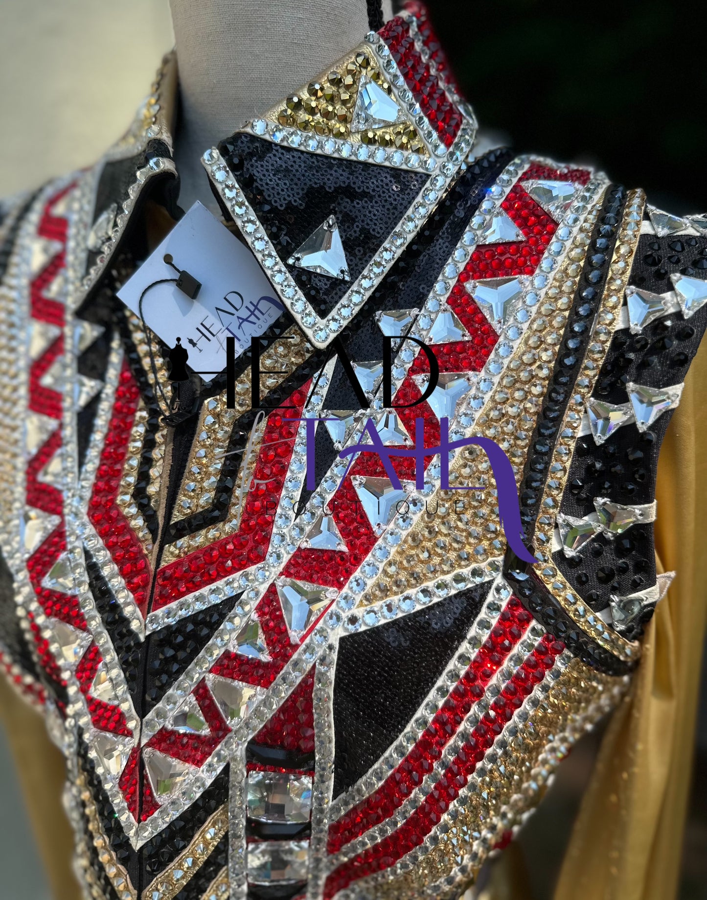 One of a Kind Red, Gold & Black Shirt + Vest - Medium