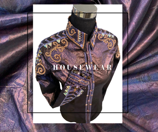 Housewear Show Clothing Deep Purple Metallic & Bronze Full Sleeve - Medium/Large