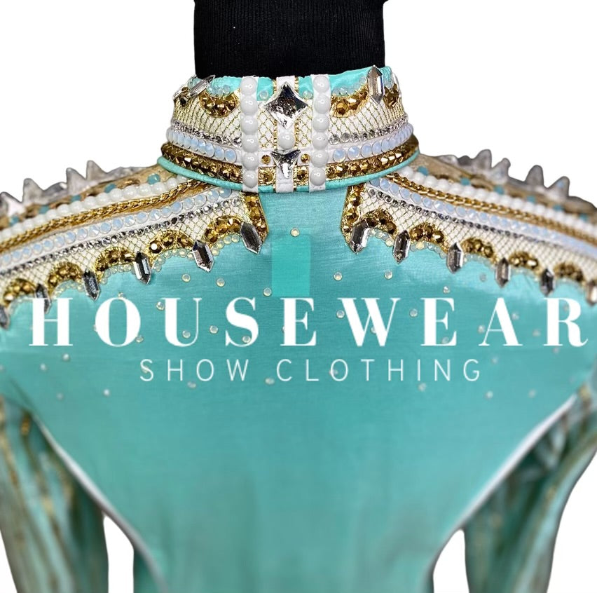 Housewear Show Clothing Mint & Gold w/ Sheer Sleeve - Medium/Large