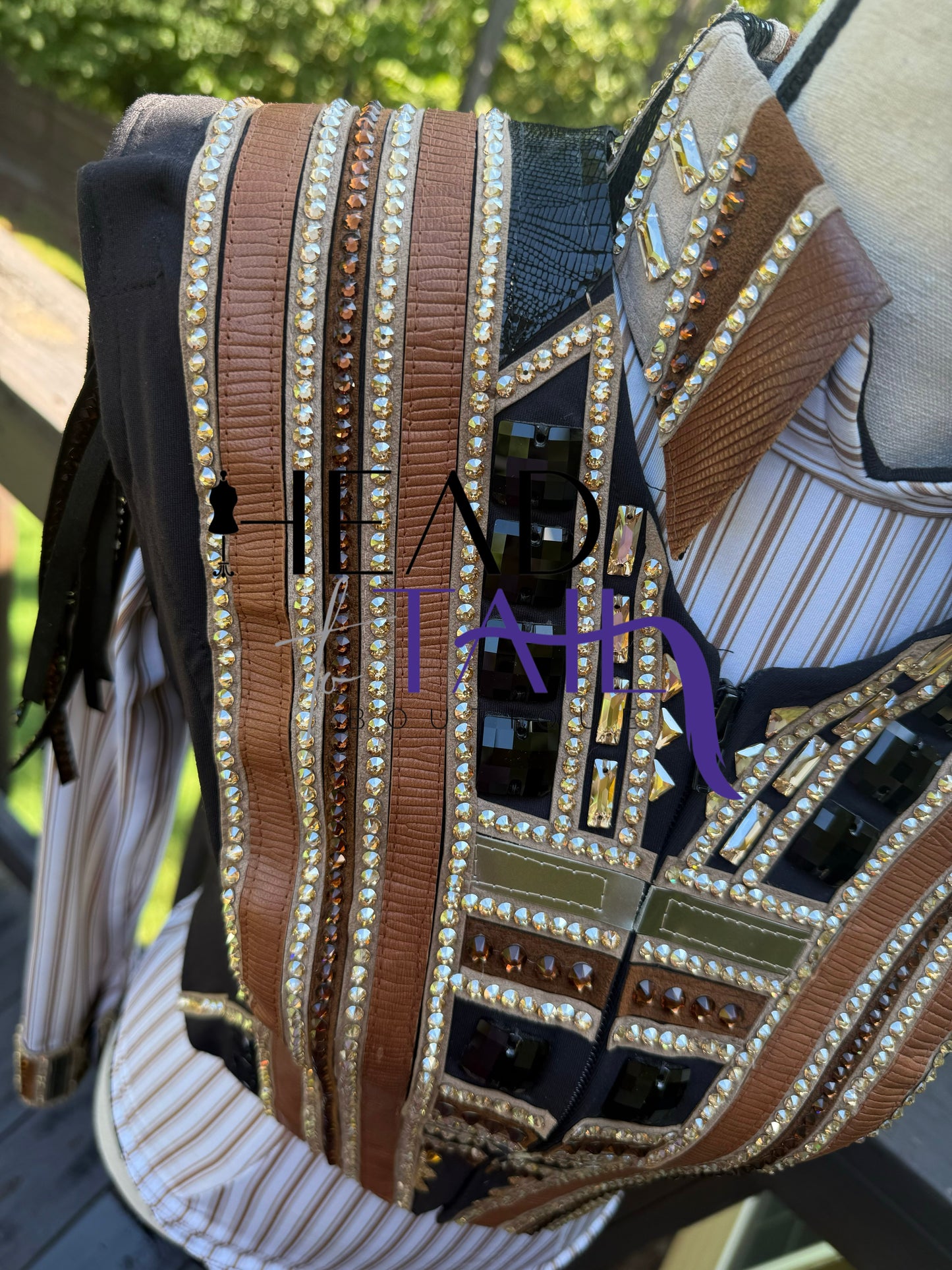 Holly Taylor Designs Cream, Tans, Chocolate, Black Day Shirt & Bolero- Petite/Youth X-Small/Small
