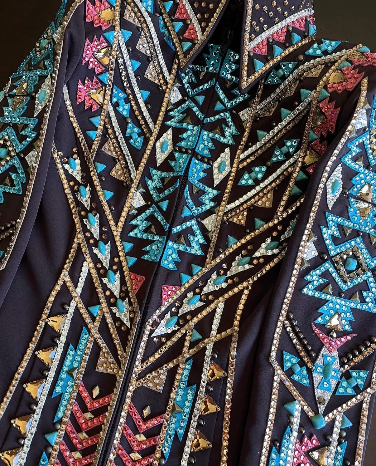 Sara Longworth Brown, Turquoise, Coral & Gold Showmanship Jacket + Pants - YOUTH