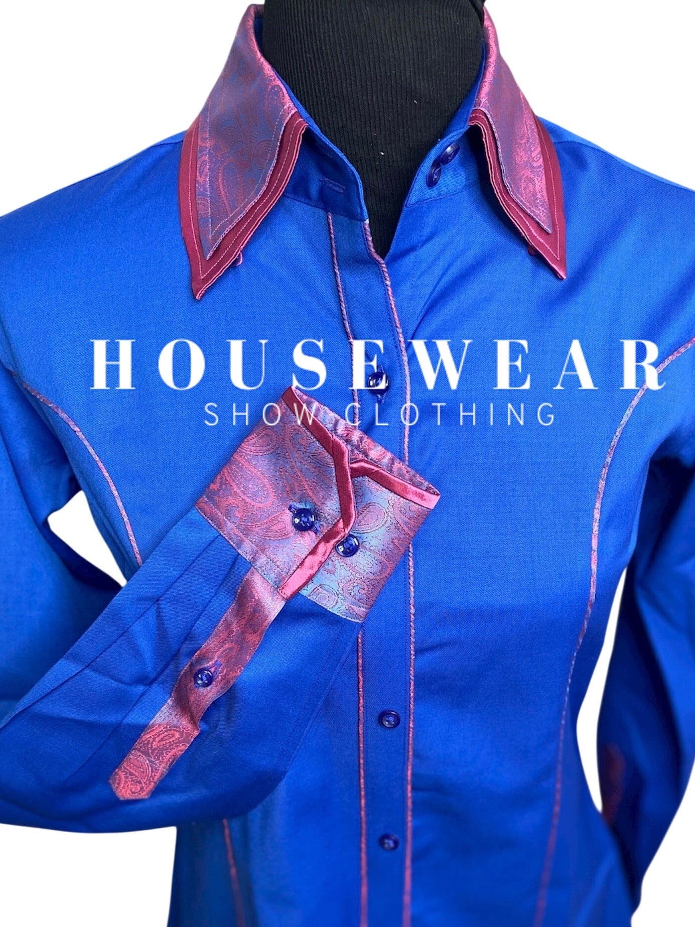 HouseWear Tailored Collection Deep Blue & Berry Print - Medium