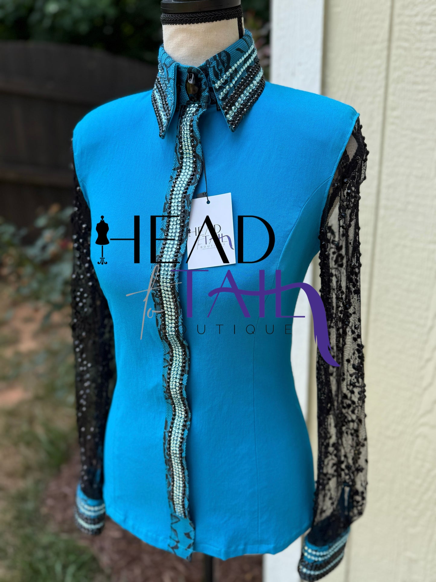 DDesigns Blue with Black Sheer Day Shirt - X-Small - FINAL SALE
