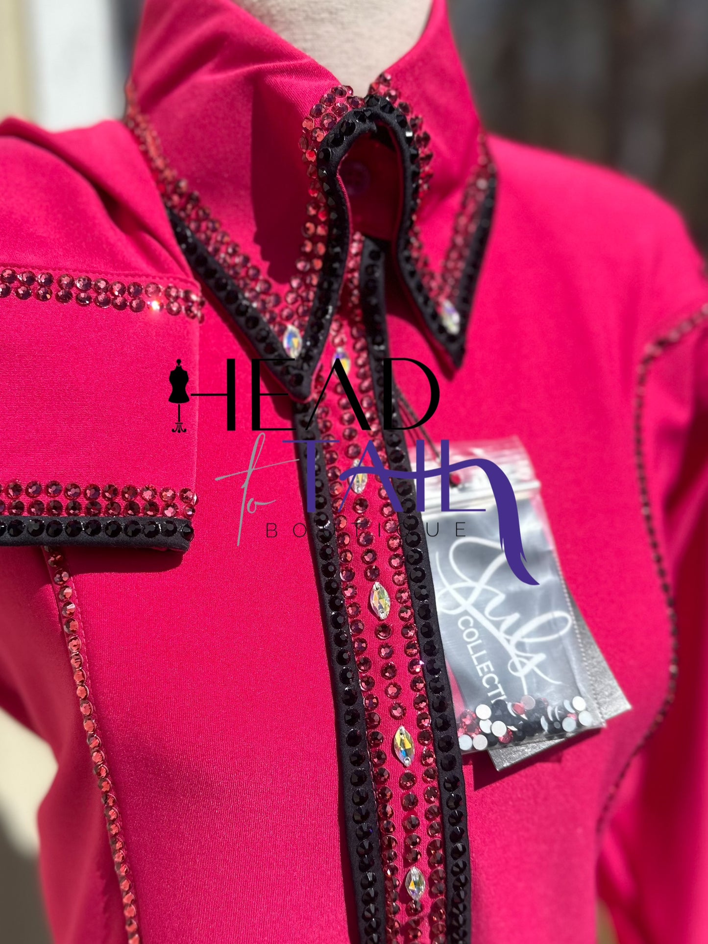 Juls Collection Pink & Black Yoke Shirt - Small/Medium- FINAL SALE