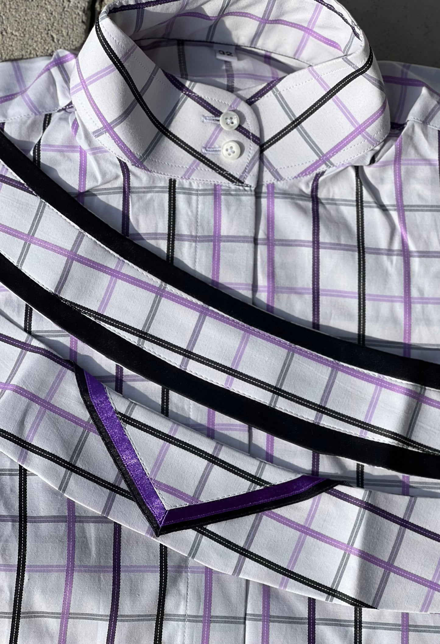 Boo Yah Hunt Shirt with Thick Black/Purple V and Black/Purple V Collars - Size 38