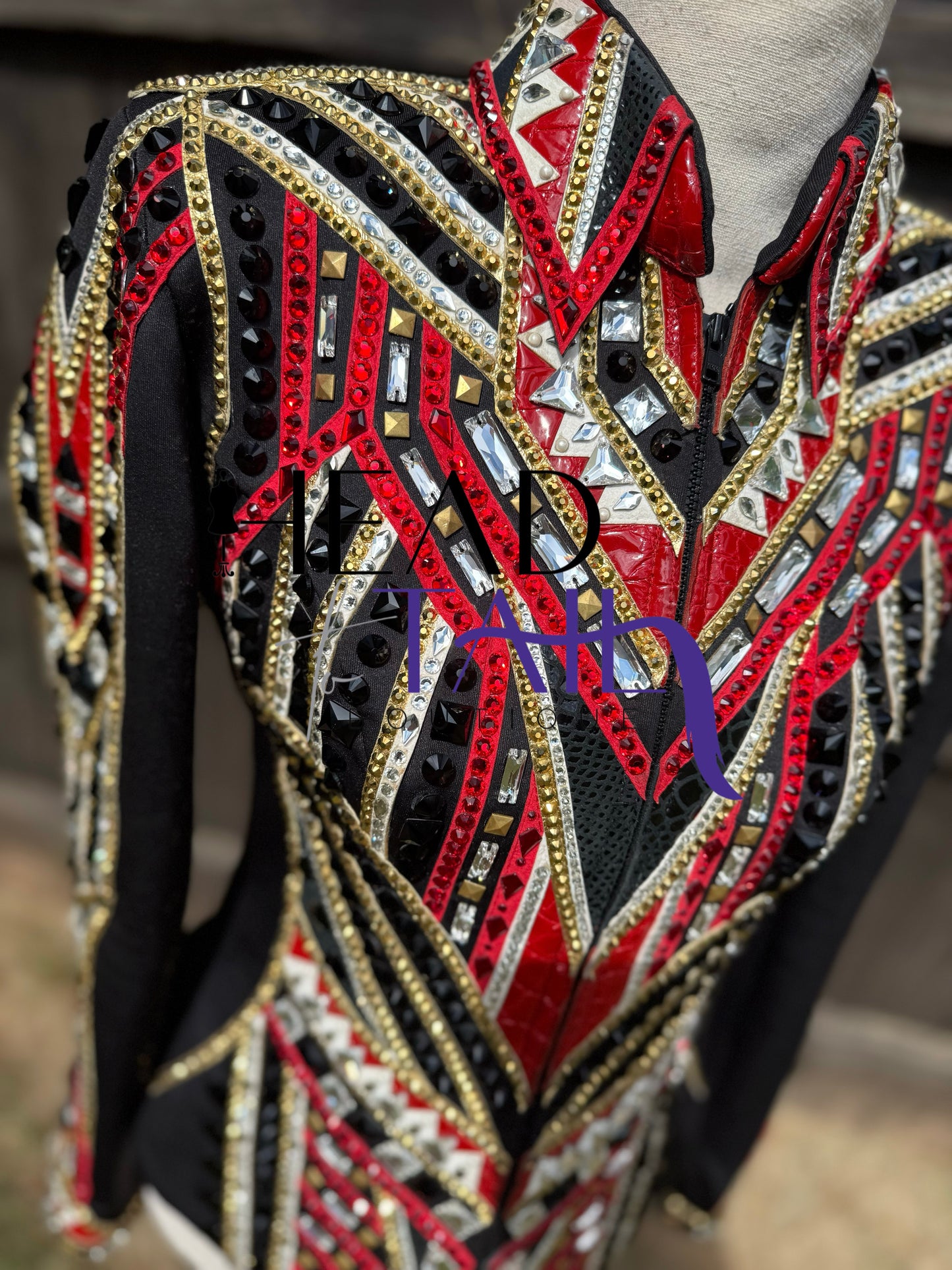 Lindsey James Show Clothing Red, Gold & Black Showmanship Jacket - Youth Large/Adult X-Small