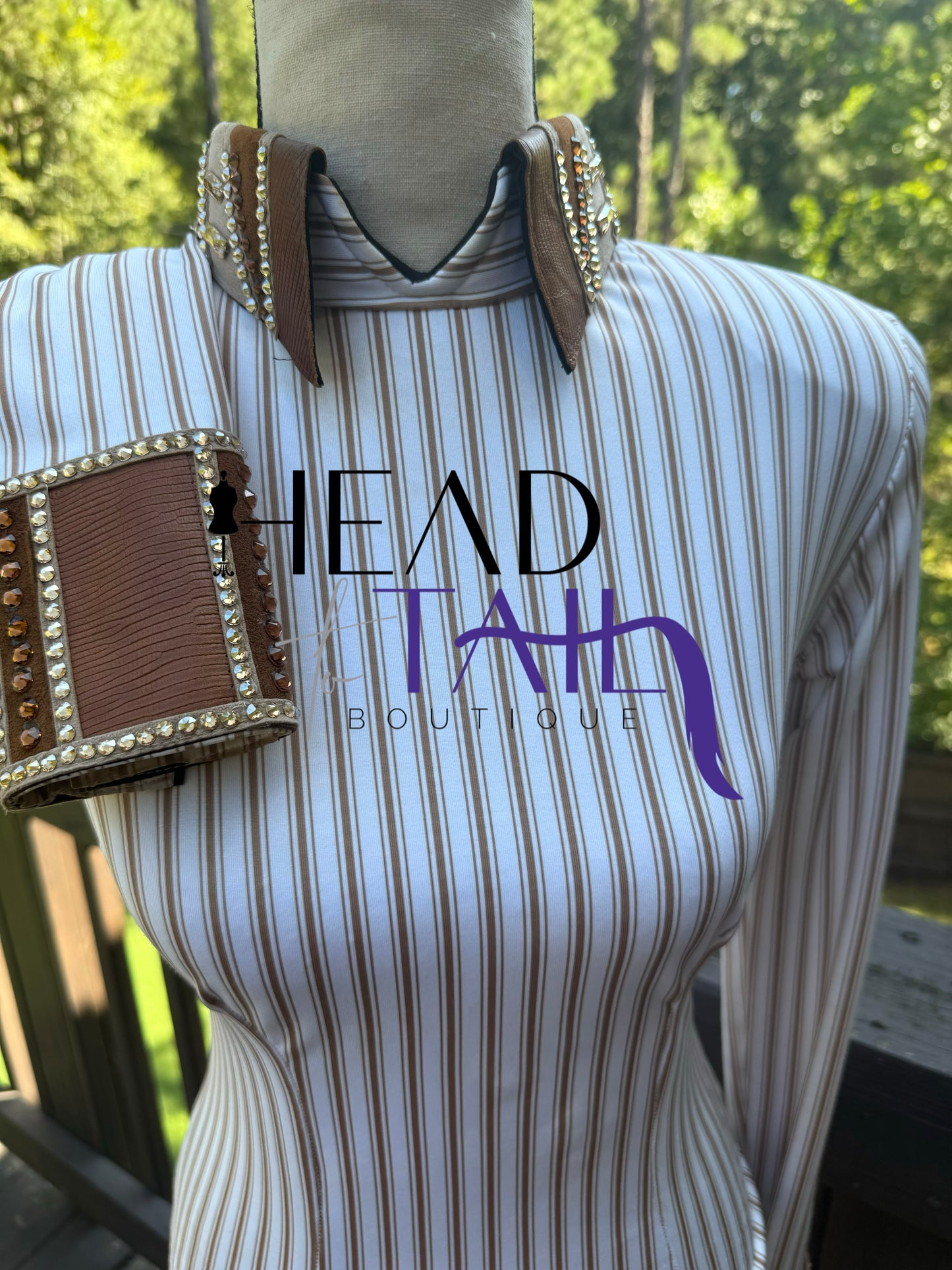 Holly Taylor Designs Cream, Tans, Chocolate, Black Day Shirt & Bolero- Petite/Youth X-Small/Small