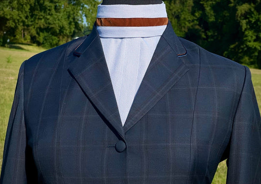 Boo Yah Navy with Brown Plaid along with Velvet and  Double Piping- Size 2 SHORT