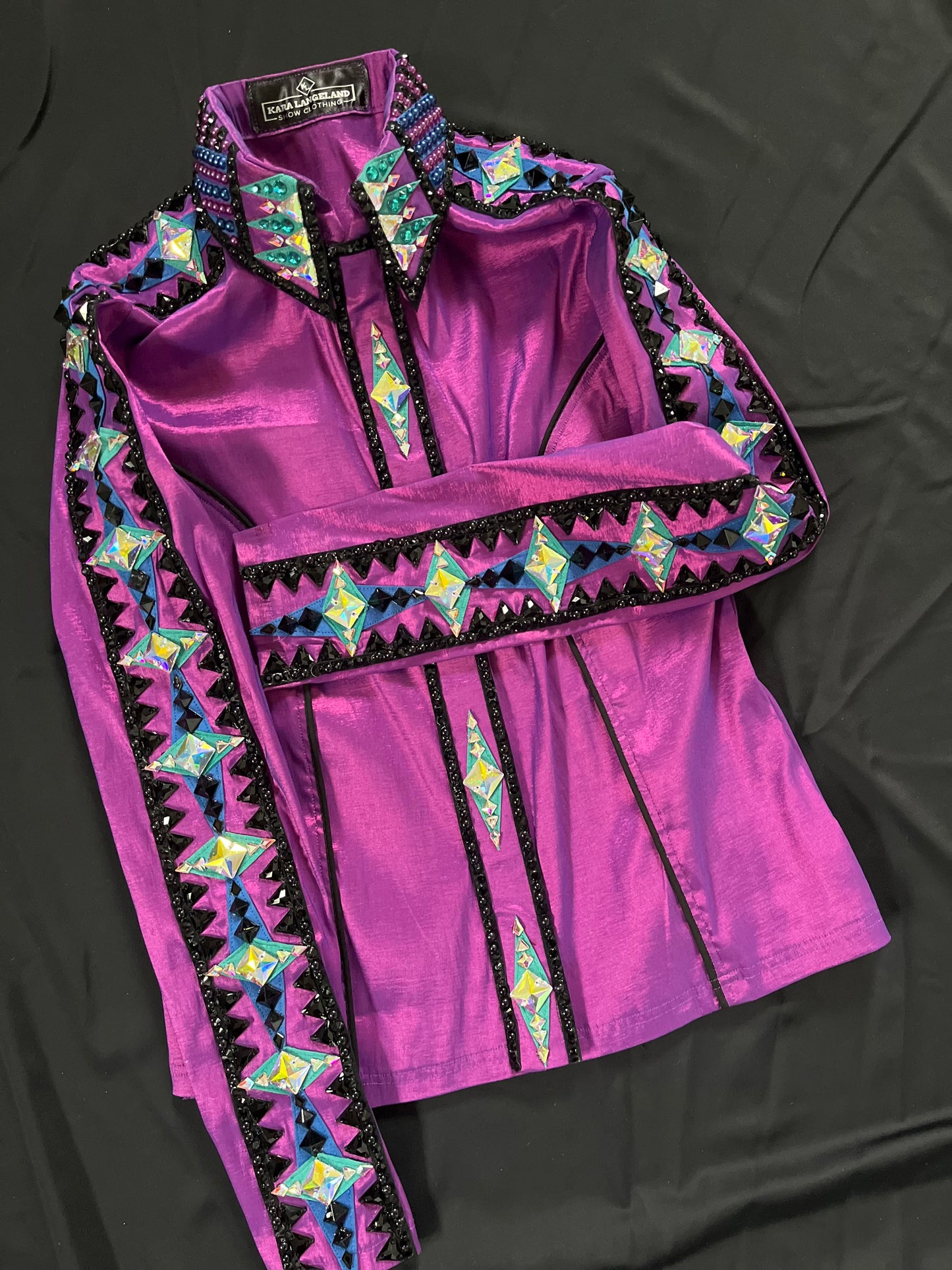 Kara Langeland Purple Blue & Turquoise Full Sleeve Design Day Shirt - YOUTH